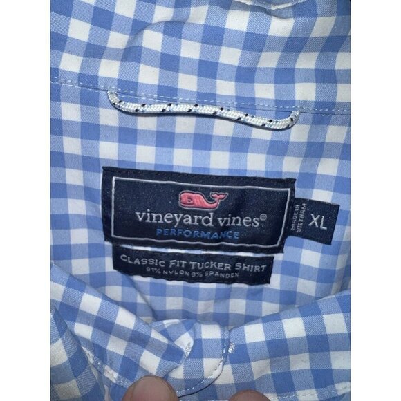 VINEYARD VINES Performance Classic Fit Whale Shirt Mens Blue Bay Gingham Sz XL - Picture 6 of 9